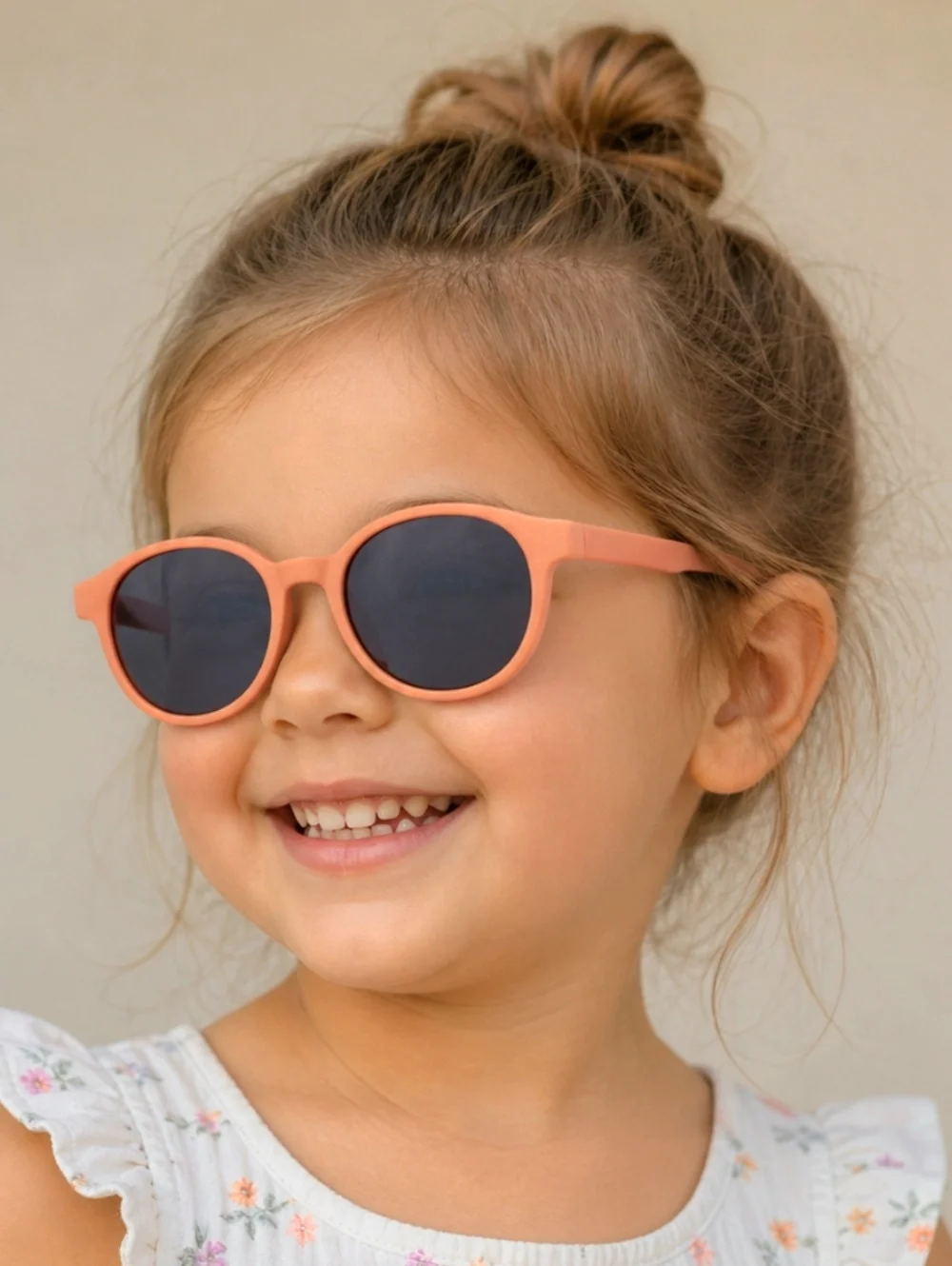 🚨5/$25 Peach-colored, 100% UV Protection Round-frame Children's sunglasses